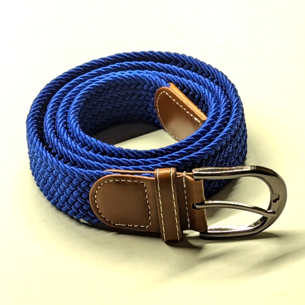 Blue braided men's sz 40 belt New silver hardware